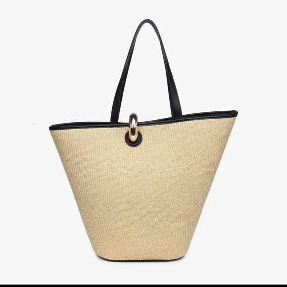 Urban Expressions Tan and Black Woven Tote - New w/Tags - Raelynn Tote - Picture 2 of 15